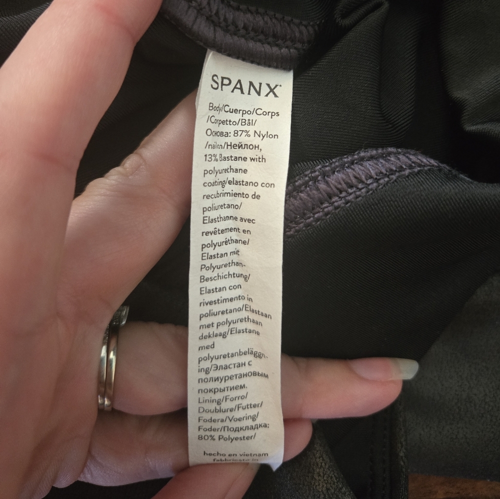 Spanx Black High-Waisted Black Faux Leather Leggings - Picture 9 of 9